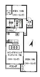 クラインヴァルト 2LDKの間取図画像