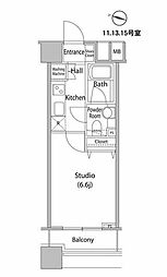ファーストリアルタワー新宿 1Kの間取図画像
