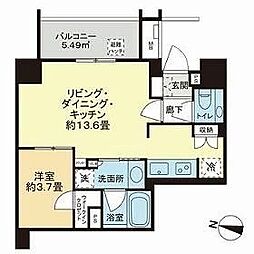 アトラス品川中延 1LDKの間取図画像