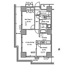 パークアクシス豊洲 2LDKの間取図画像