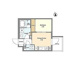 ベルファース三軒茶屋 1DKの間取図画像