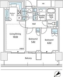 晴海フラッグ サンビレッジ T棟 2LDKの間取図画像