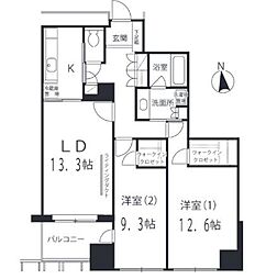 六本木ヒルズレジデンスA棟 2LDKの間取図画像