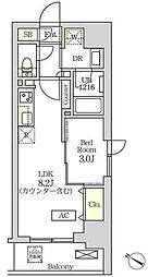 コスモグラシア新宿西早稲田 1LDKの間取図画像