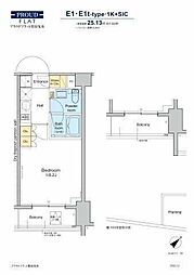 プラウドフラット墨田曳舟 1Kの間取図画像