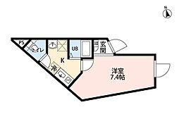 ビブリオ飯田橋 ワンルームの間取図画像