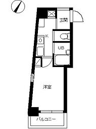 スカイコート目黒壱番館 1Kの間取図画像