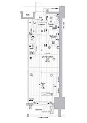 プレミアムキューブ亀戸 1DKの間取図画像