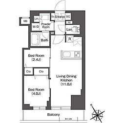 BluRock後楽園 2LDKの間取図画像