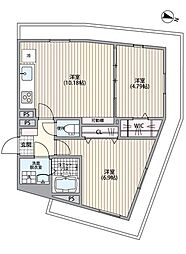 オークヴィラ品川レジデンス 2DKの間取図画像