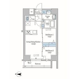 アーバネックス両国レジデンス 2LDKの間取図画像