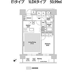 ソアラノーム大岡山 1LDKの間取図画像