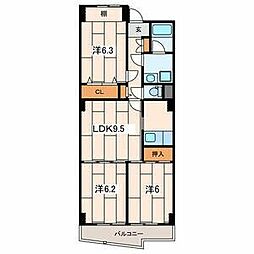 コンフォール橘 3LDKの間取図画像