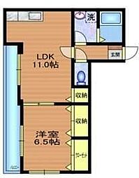 ルーエ白鷺 1LDKの間取図画像