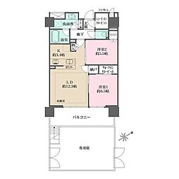 三田聖坂ガーデンレジデンス 2LDKの間取図画像
