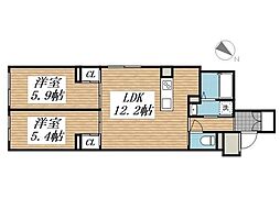 CREAL文京千石II 2LDKの間取図画像
