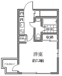 プレール・ドゥーク日本橋リバーサイド 1Kの間取図画像