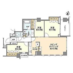 ザ・パークハウス麻布外苑西通り 3LDKの間取図画像