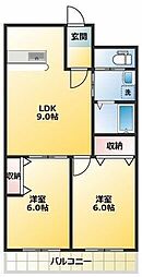 アビタシオン落合 2LDKの間取図画像