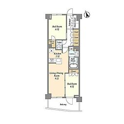 グランカーサ溝の口 2LDKの間取図画像