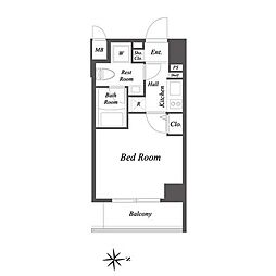 ルクレ住吉 1Kの間取図画像