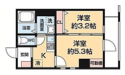 エルカーサ住吉 2Kの間取図画像