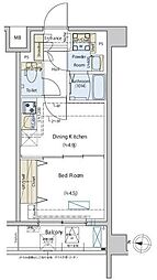 シダープラザ目黒本町(Cedar Plaza目黒本町) 1DKの間取図画像