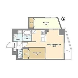 グランカーサ曳舟II 1SLDKの間取図画像