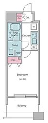 レジディア島津山 1Kの間取図画像