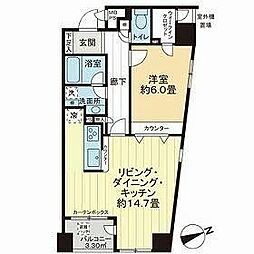 エルフコート日本橋浜町 1LDKの間取図画像
