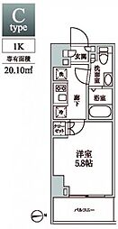 レジディア中延2 1Kの間取図画像