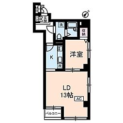 服部ビル 1LDKの間取図画像