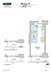 プラウドフラット虎ノ門 ワンルームの間取図画像