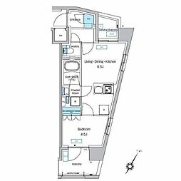 プレディアコート森下テラス 1LDKの間取図画像