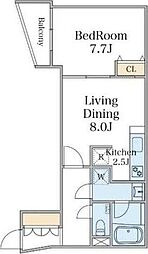 エクセルシオール目黒三田 1階1LDKの間取り