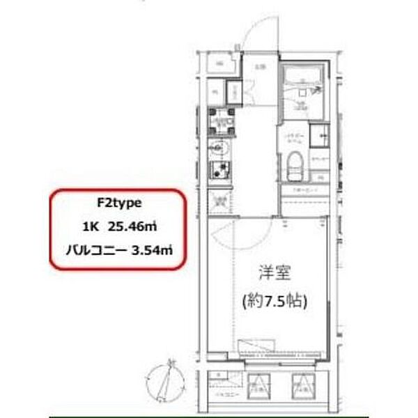 ジェノヴィア学芸大学 307｜東京都目黒区目黒本町２丁目(賃貸マンション1K・3階・25.46㎡)の写真 その2