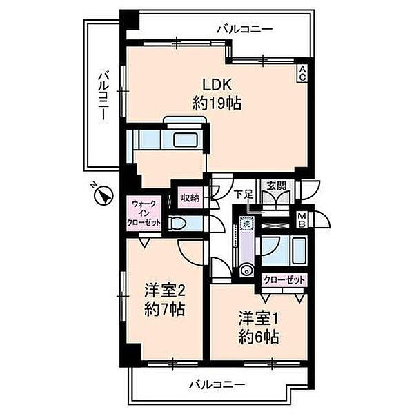 サングランパ 401｜東京都中央区月島３丁目(賃貸マンション2LDK・4階・72.41㎡)の写真 その2