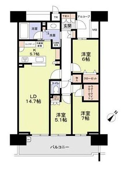 晴海フラッグシービレッジ ｜東京都中央区晴海５丁目(賃貸マンション3LDK・7階・90.67㎡)の写真 その2