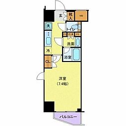 ジェノヴィア新宿早稲田グリーンヴェール 2階1Kの間取り