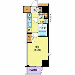 ジェノヴィア新宿早稲田グリーンヴェール 12階1Kの間取り