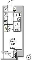 ジオエント白金台 2階1Kの間取り