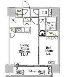 ジオエント白金台 2階1LDKの間取り