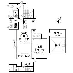 ルナーレ 2階1LDKの間取り
