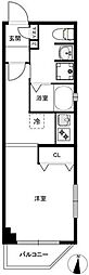 クリアルプレミア目黒 1階ワンルームの間取り