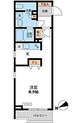 パシフィックコート目黒南 1階ワンルームの間取り