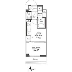 ドゥーエ亀戸2 4階1DKの間取り