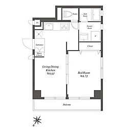 ミリアレジデンス池上 3階1LDKの間取り