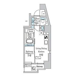 デュオフラッツ品川戸越 4階1LDKの間取り