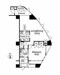 ディーグランセ西麻布ハイヴァリー 8階1LDKの間取り