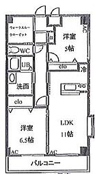 クープル南原 3階2LDKの間取り